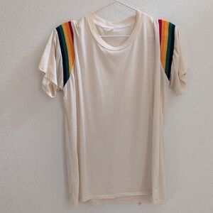 Shop Camp Collection Cream Tee with Rainbow Shoulder Knit Tape